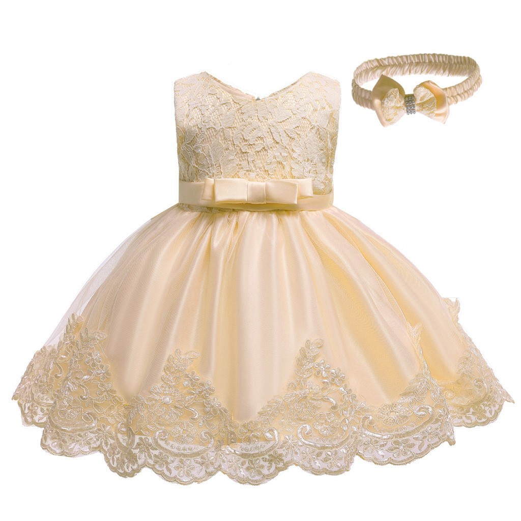 Baby Girls Lace Bowknot Princess Wedding Formal Tutu Dress+Headband Set Clothes Features Leisure Outwear